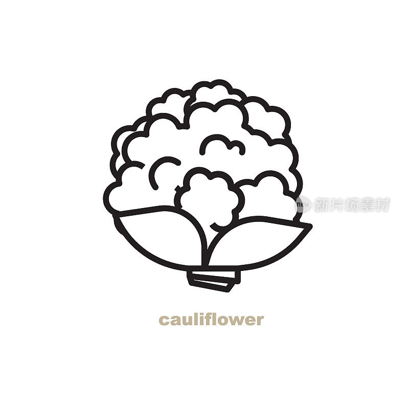 Fresh cauliflower vegetable icon healthy food concept.